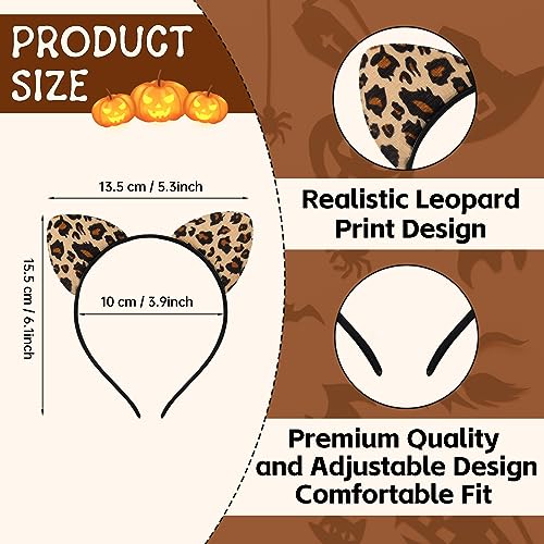 Paezm Leopard Cheetah Ears Headband for Women Girls, Halloween Cosplay Leopard Costume Hair Accessories for Adult - Image 2