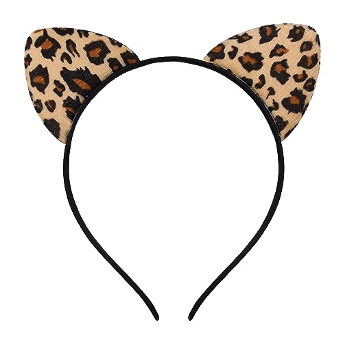 Paezm Leopard Cheetah Ears Headband for Women Girls, Halloween Cosplay Leopard Costume Hair Accessories for Adult - Image 1
