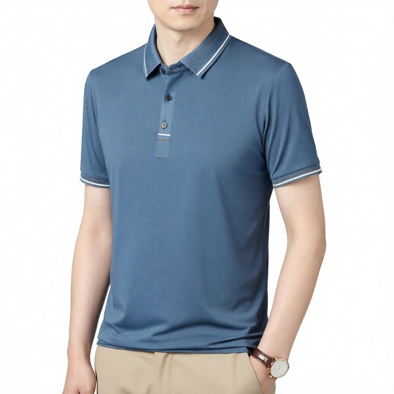 Mens Short Sleeve Polo Shirt Casual Fit Summer Top - Image 1