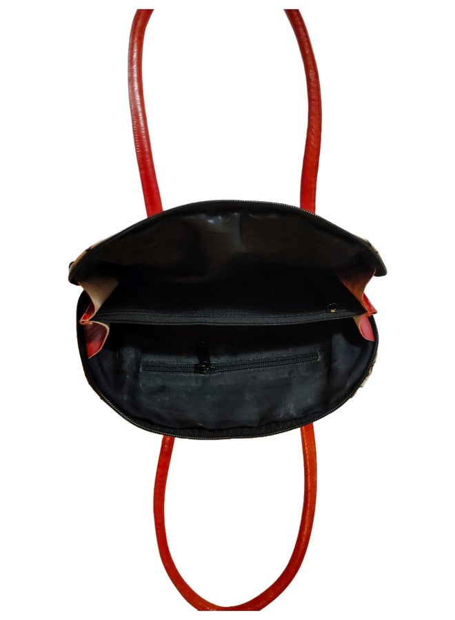 CLASSIQUE Shantiniketan Pure Leather Traditional Printed Handbag Purse for Women Batua Dual Elephant - Image 5