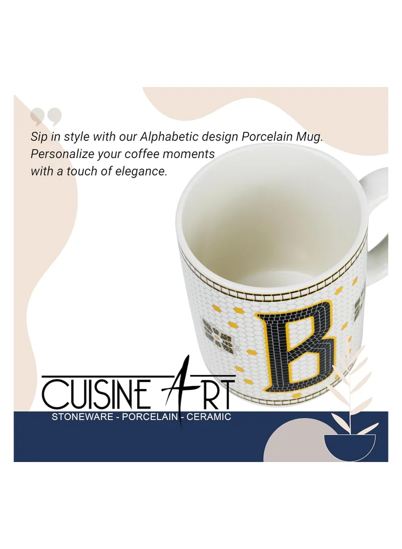 Cuisine Art Cuisine Art Letter B Printed Porcelain Ceramic Tea Coffee Mug 300ml - Stylish and Durable Mug for Hot Beverages