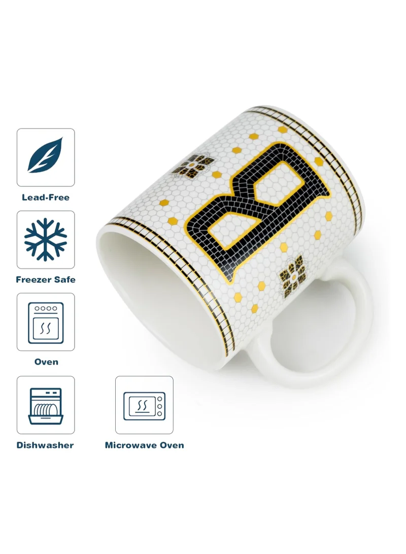 Cuisine Art Cuisine Art Letter B Printed Porcelain Ceramic Tea Coffee Mug 300ml - Stylish and Durable Mug for Hot Beverages