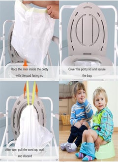 Generic Portable Potty Chair Liners with Drawstring, 100pcs Travel Universal Potty Chair Liners with Drawstring Toilet Seat Potty Bags Cleaning Bag for Toddler Potty Toilet Seat Kids Toddler Outdoors  - Image 3