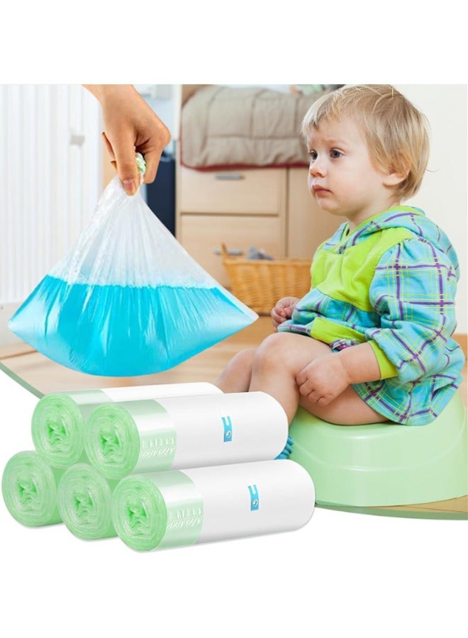 Portable Potty Chair Liners with Drawstring, 100pcs Travel Universal Potty Chair Liners with Drawstring Toilet Seat Potty Bags Cleaning Bag for Toddler Potty Toilet Seat Kids Toddler Outdoors
