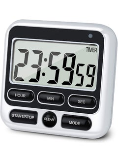 DHRUSIMI Digital Kitchen Timer with MuteLoud Alarm Switch ONOff Switch 12 Hour Clock Alarm Memory Function Count Up Count Down for Kids Teachers Cooking Large LCD Display Strong Magnet Black