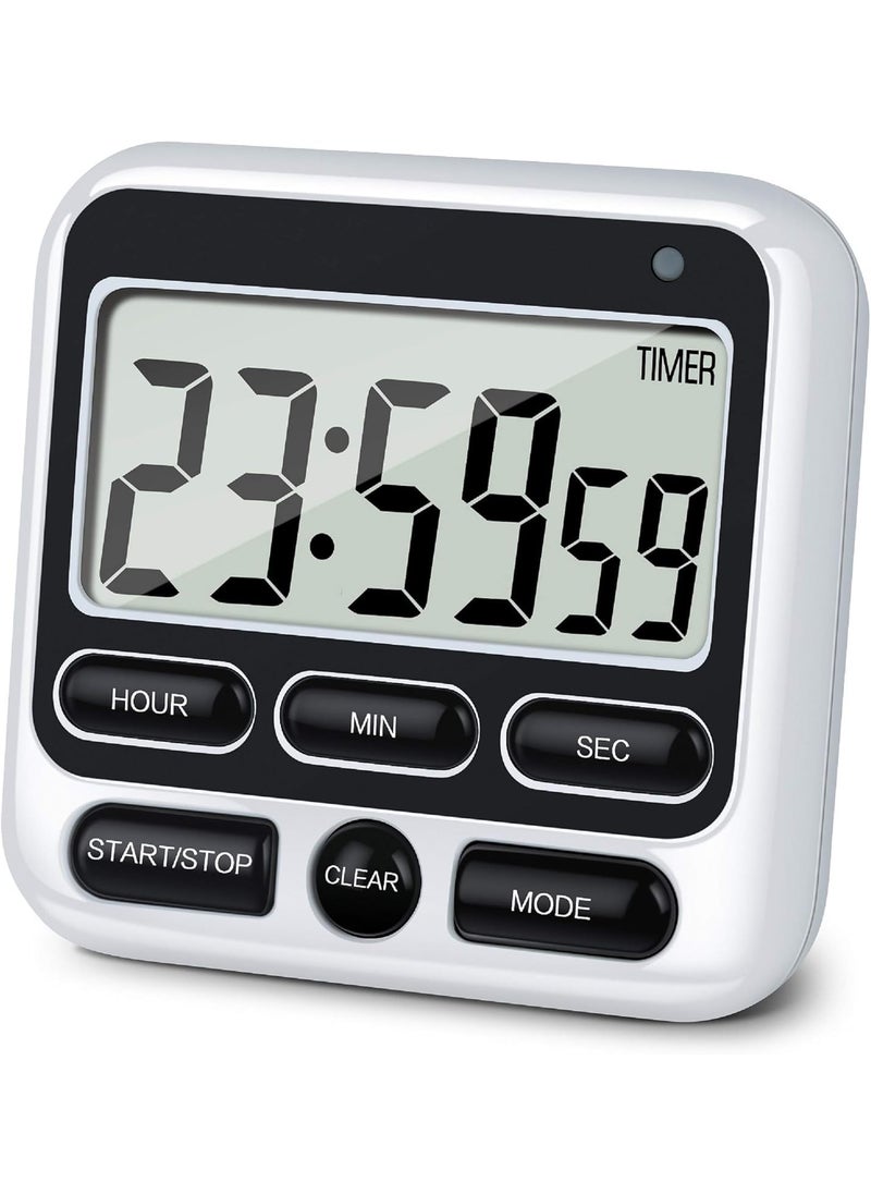 DHRUSIMI - DHRUSIMI Digital Kitchen Timer with MuteLoud Alarm Switch ONOff Switch 12 Hour Clock Alarm Memory Function Count Up Count Down for Kids Teachers Cooking Large LCD Display Strong Magnet Black - Image 1