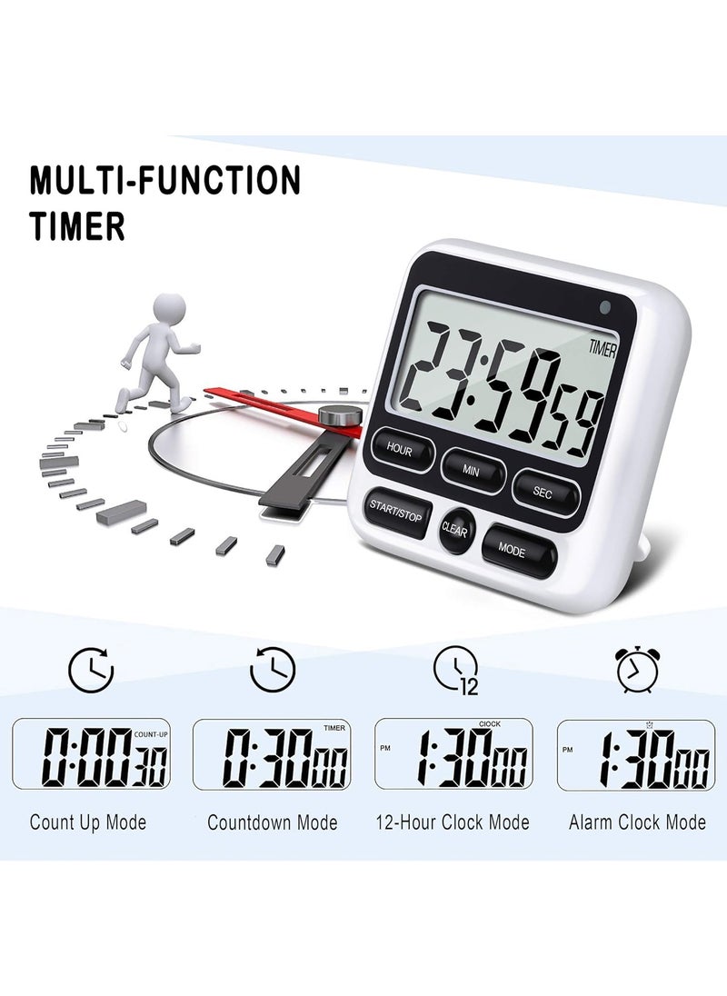DHRUSIMI - DHRUSIMI Digital Kitchen Timer with MuteLoud Alarm Switch ONOff Switch 12 Hour Clock Alarm Memory Function Count Up Count Down for Kids Teachers Cooking Large LCD Display Strong Magnet Black - Image 1
