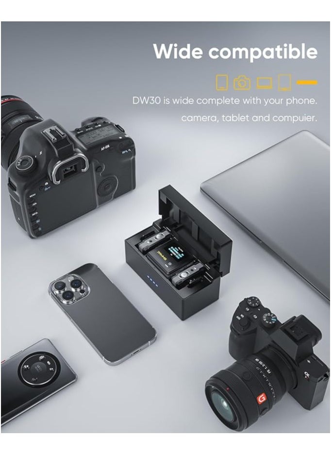 7RYMS - 7Ryms iRay DW30 Wireless Lavalier Microphone, 16GB Storage, Noise Cancellation, 328' Range, Wireless Lapel Microphone for Camera, iPhone, Android, PC, YouTube, Interviews, Vlogs, Live-Streaming - Image 1