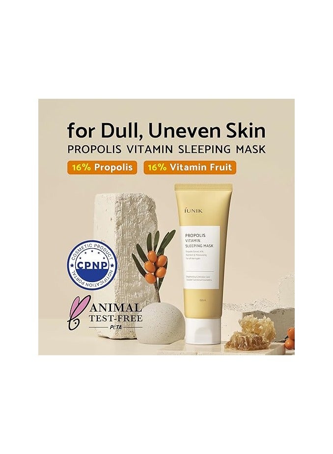 IUNIK Propolis Vitamin Glow Sleeping Mask Night Moisturizer Cream 2.03 Fl Oz Overnight Moisturizing cream Tea Tree Centella Asiatica Extracts Anti-Sagging Even Tone Rehydrate Firm Maturing Skin VEGAN - Image 2