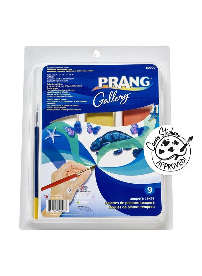 Prang Gallery Classic Tempera Paint Cakes 9 Color Set With Divided Pan And Brush - Image 2
