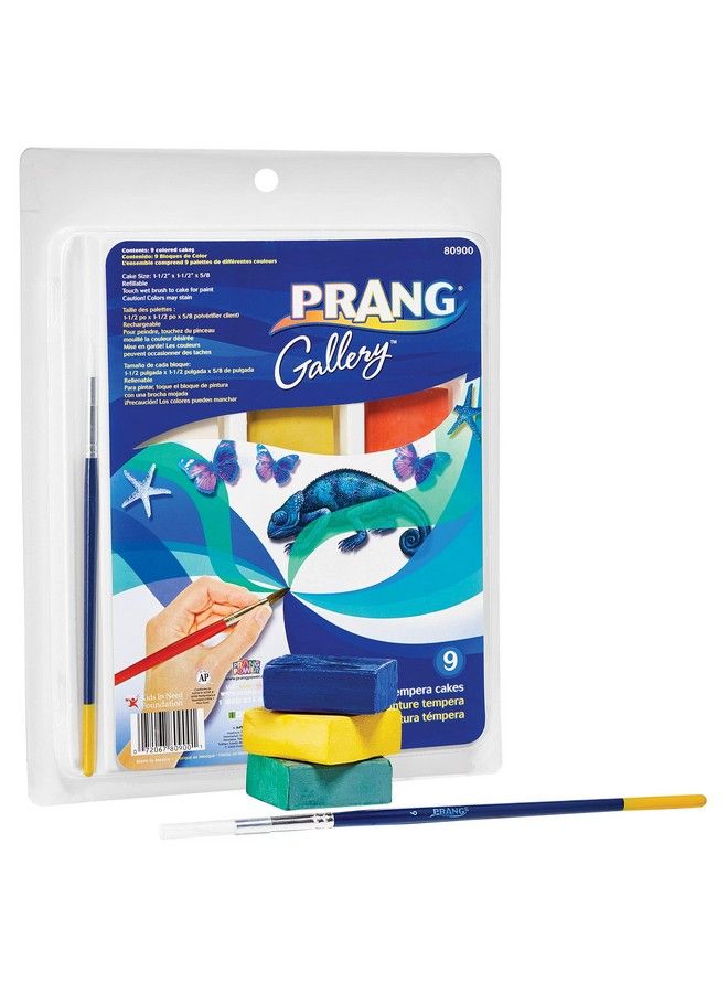 Prang Gallery Classic Tempera Paint Cakes 9 Color Set With Divided Pan And Brush - Image 4
