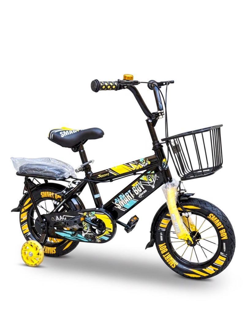 GoodBoy Kids 12 Inch Bicycle – Front Basket, Rear Padded Seat, Chain Guard, Light-Up Training Wheels & Adjustable Quick-Release Seat – For Ages 2–5 Years - Image 1