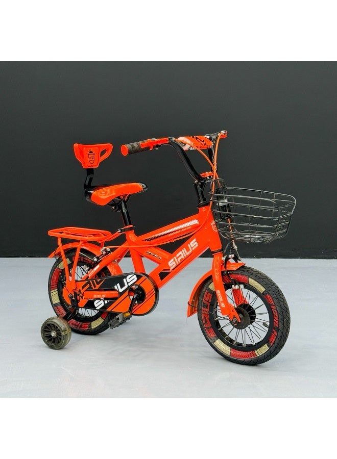 سيروس دراجة أطفال مقاس 12 – سلة أمامية وكرسي خلفي مبطن مع جراب جنزير وسنادات مضيئة وكرسي قابل للتعديل – مناسبة للأعمار من 2 إلى 5 سنوات - Image 2