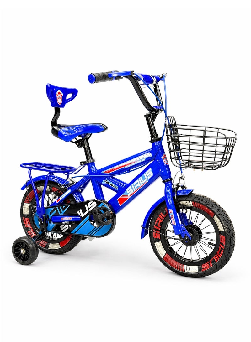 SIRUS Kids 12 Inch Bicycle – Front Basket, Rear Padded Seat, Chain Guard, Light-Up Training Wheels & Adjustable Quick-Release Seat – For Ages 2–5 Years - Image 1