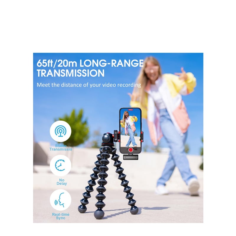 SOLARAE Wireless Lavalier Microphone for iPhone iPad, 2 Pack Lapel Microphone Built-in Noise Reduction Chip, 28H, LED Display, Plug-Play, Auto-Sync Wireless Clip Mic for Video Recording/Interviews/Vlog - Image 5