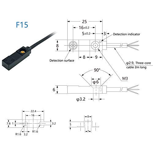 Taidacent 12~24VDC Proximity Sensor 3 Wires Metal Proximity Sensor Thin Flat Inductive Limit Switch (NPN Normally Open, F15) - Image 5