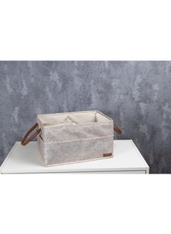 Mor Bebe Purple Bebe Baby's Leather 3 Compartment Bag Mother Baby Care Products Organizer 33X23X19 Cream  - Image 2