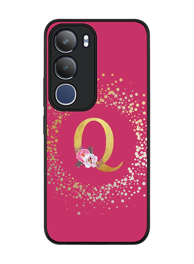 Stylizedd For vivo Y19s / Y19s Pro Case,Slim fit Camera Protection, Shockproof Thin Phone cover  - Custom Monogram Floral - Q ( Deep Pink )