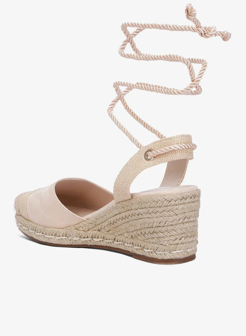 London Rag Beige Lace-Up Crochet Espadrilles in Beige for Women | Best Price UAE