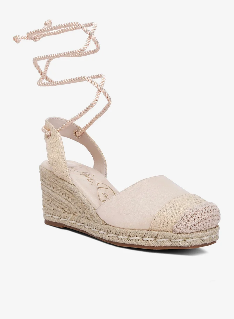 London Rag Beige Lace-Up Crochet Espadrilles in Beige for Women | Best Price UAE