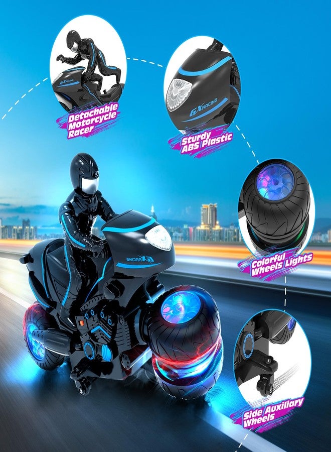 Tecnock RC Motorcycle, Remote Control Motorcycle with LED Lights, RC Car Dirt Bike Toy, 360° Spins and Flips, Rechargeable Batteries, Gift for Boys Ages 5-7, 8-12 - Image 4