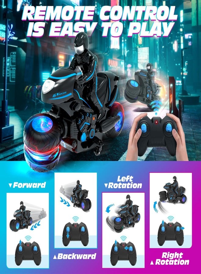 Tecnock RC Motorcycle, Remote Control Motorcycle with LED Lights, RC Car Dirt Bike Toy, 360° Spins and Flips, Rechargeable Batteries, Gift for Boys Ages 5-7, 8-12 - Image 3