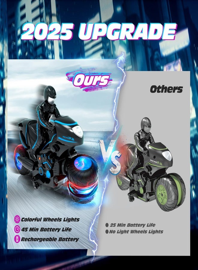 Tecnock RC Motorcycle, Remote Control Motorcycle with LED Lights, RC Car Dirt Bike Toy, 360° Spins and Flips, Rechargeable Batteries, Gift for Boys Ages 5-7, 8-12 - Image 2