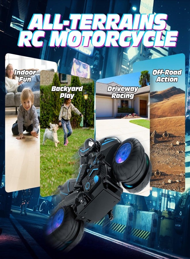 Tecnock RC Motorcycle, Remote Control Motorcycle with LED Lights, RC Car Dirt Bike Toy, 360° Spins and Flips, Rechargeable Batteries, Gift for Boys Ages 5-7, 8-12 - Image 5