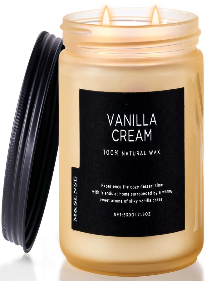 M&SENSE Vanilla Soy Candles, Medium 2 Wick Jar 11.6oz 70 Hours Burning Time, 100% Natural Organic Soy Wax, Relaxing Aromatherapy Scented Candle, Housewarming Gift for Women and Men - Image 1