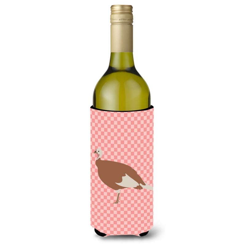 Caroline's Treasures ""Caroline's Treasures Jersey Buff Turkey Hen Pink Check Decorative Bottle Hugger  750 ml  Multicolor""