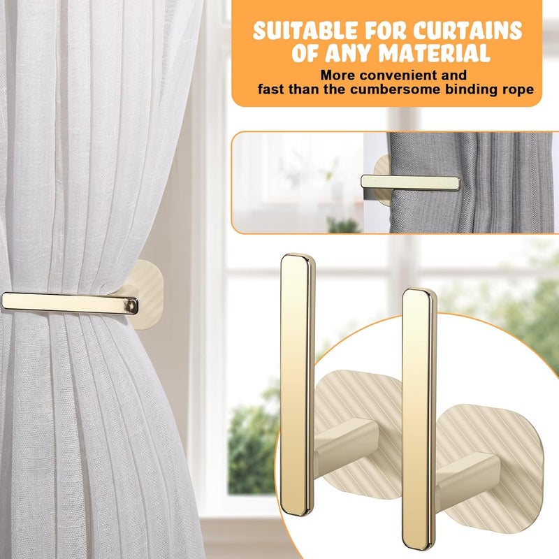Queekay Curtain Holders Gold Curtain Holdbacks Self Adhesive Drapery Tiebacks L Shaped Hooks Nordic Style Window Treatment Holdbacks for Home Office Decor(Beige,2 Pcs) - Image 5