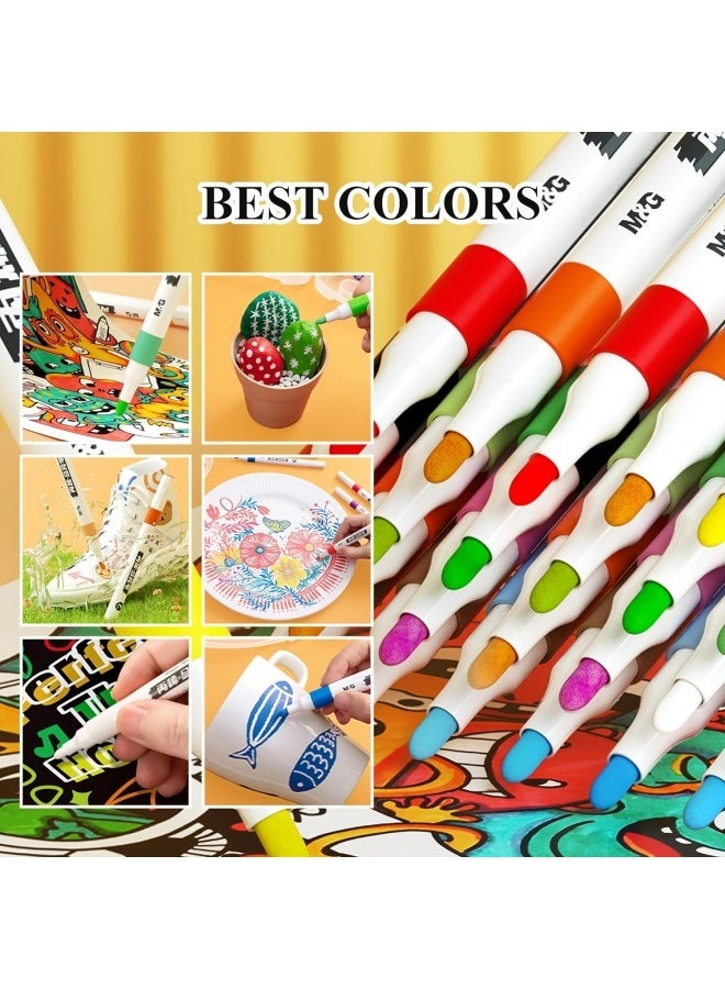 WAKYME Acrylic Paint Pens Paint Markers Set with Plastic Box Bright Colors with Strong Coverage Quick Marker Pens Drying Round Graffiti Pens for Glass Metal Wood - Image 5