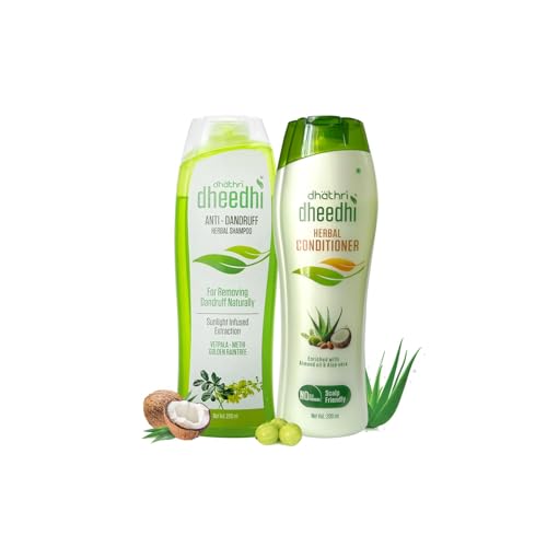 Dhathri Dheedhi Dandruff Treatment Combo | Ayurvedic Hair Conditioner for Dandruff | Herbal Shampoo for Dandruff and Dry Hair | Hair Conditioner for Dry Frizzy Hair | 200ml Each - Image 1