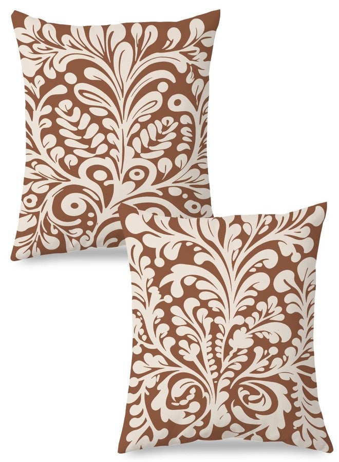 SPBL&L Mexican Pillow Covers 18x18, Mexican Home Decor,Talavera Decor, Mexican Gifts for Women, Spanish Style Terracotta Burnt Orange Throw Pillow Covers, Set of 2 - Image 1