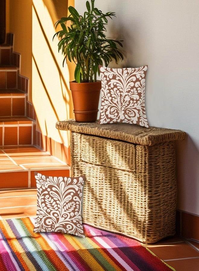 SPBL&L Mexican Pillow Covers 18x18, Mexican Home Decor,Talavera Decor, Mexican Gifts for Women, Spanish Style Terracotta Burnt Orange Throw Pillow Covers, Set of 2 - Image 4