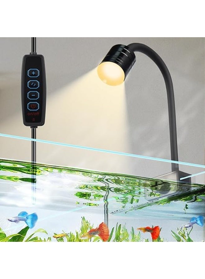 Huangxin UPETTOOLS 3W LED aquarium light with 3 color modes-clip-on fish tank light suitable for plants, glass containers and corals (yellow, warm white, white) - Image 1