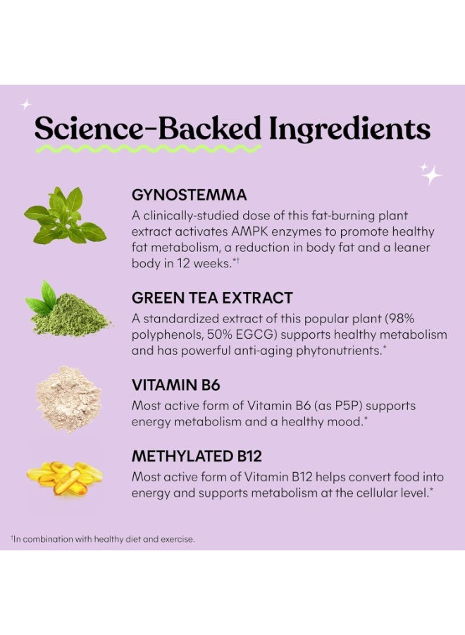 ليمي  ليممي برن - مكمل يحفز الأيض وحرق دهون البطن + تنشيط AMPK للرجال والنساء مع مكونات مدروسة علميًا مثل أكتيفونين جينوسيتما، مستخلص الشاي الأخضر، وفيتامينات B6 وB12 - خالي من الغلوتين، 60 كبسولة - Image 3