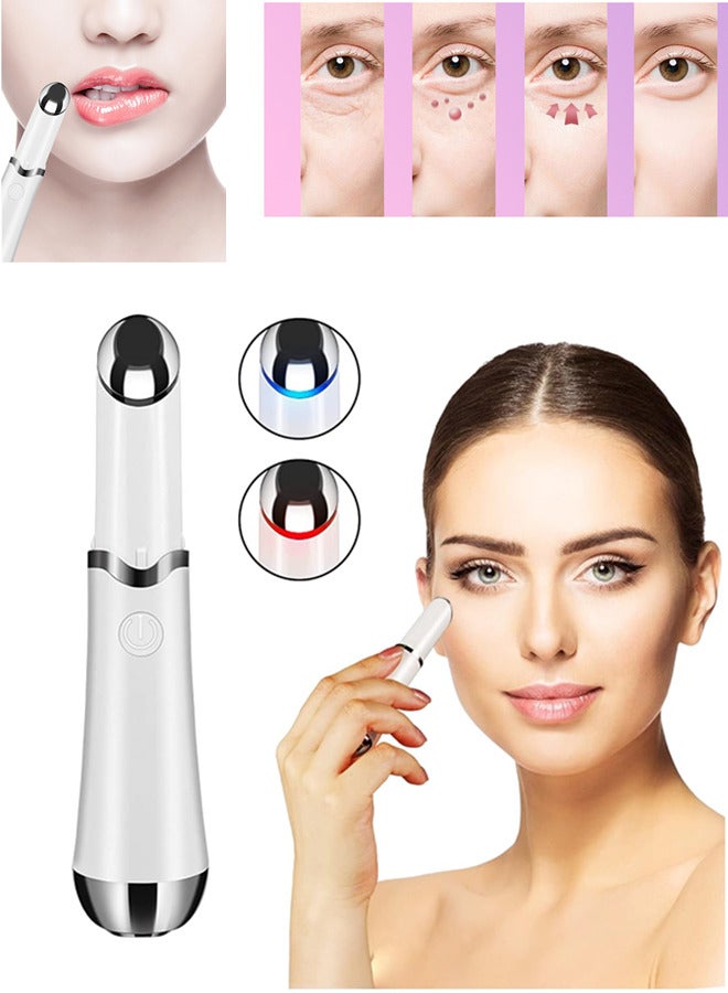 JIEZM Eye Massager Wand,Chargeable Facial Massager with Eye Body Massage face Vibrating Treatment for Relieving Eyes Dark Circles, Eye Bags,Under Eyes,Puffiness, Fatigue,Facial Anti-Aging Device (White)  - Image 1