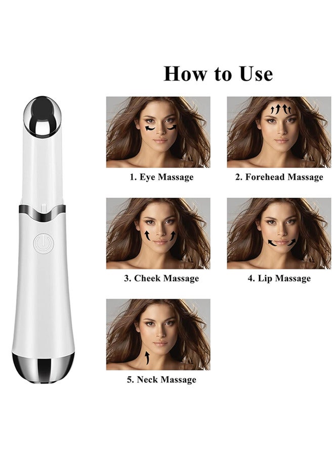 JIEZM Eye Massager Wand,Chargeable Facial Massager with Eye Body Massage face Vibrating Treatment for Relieving Eyes Dark Circles, Eye Bags,Under Eyes,Puffiness, Fatigue,Facial Anti-Aging Device (White)  - Image 4