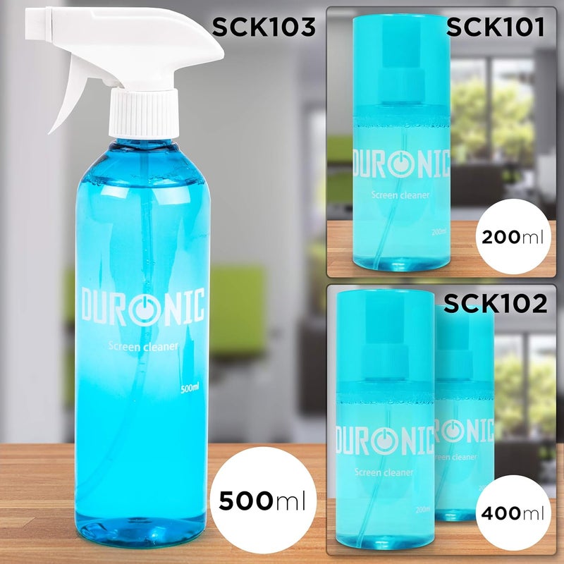 دورونيك مجموعة تنظيف الشاشة SCK101 | 200 مل | رذاذ تنظيف لأجهزة التلفاز LCD/TFT/LED/Plasma/OLED وشاشات الكمبيوتر | مع قطعة قماش من الألياف الدقيقة | مثالي لأجهزة الكمبيوتر المحمولة والهواتف الذكية والتلفاز والأجهزة اللوحية - Image 2