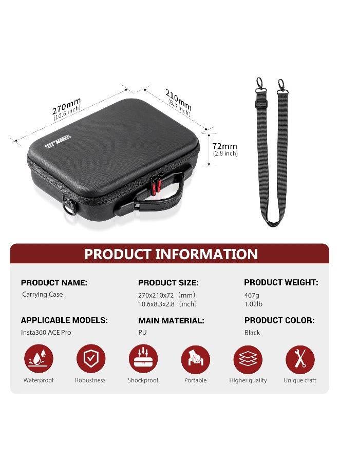 Generic - Carrying Case for Insta360 Ace Pro, Portable PU Storage Protective Bag for Insta360 Ace Pro Accessories, Waterproof Case for Insta360 Ace Pro, for Insta360 Ace Action Camera - Image 1