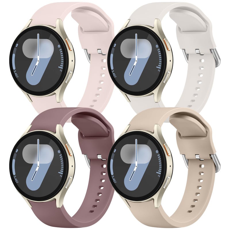 AK 4Pack Bands Compatible with Samsung Galaxy Watch 7 40mm 44mm, 20mm Soft Silicone No Gap Sport Band Replacement Strap for Galaxy Watch 7 6 5 4 FE Band Women Men (4Pack A) - Image 1