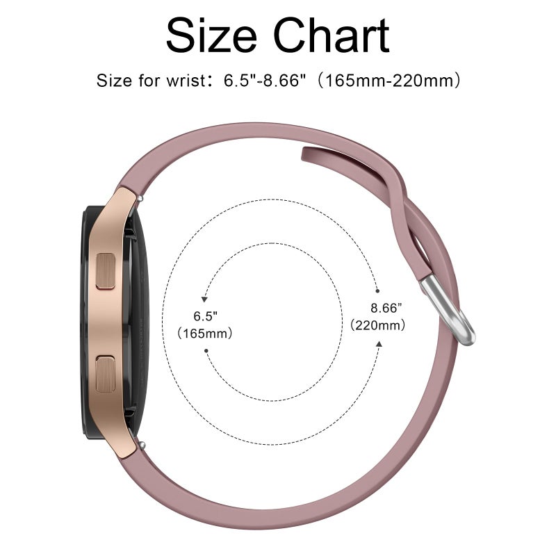 AK 4Pack Bands Compatible with Samsung Galaxy Watch 7 40mm 44mm, 20mm Soft Silicone No Gap Sport Band Replacement Strap for Galaxy Watch 7 6 5 4 FE Band Women Men (4Pack A) - Image 3