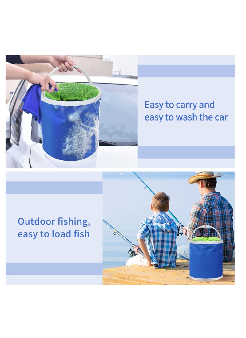 Excefore - Collapsible Camping Fishing Bucket, Portable Folding Bucket, 11L (2.9 Gallons) Durable Pop Up Water Bucket, with Net and Rope, for Car Washing, Fishing,Boating or Other Outdoor Activities - Image 1