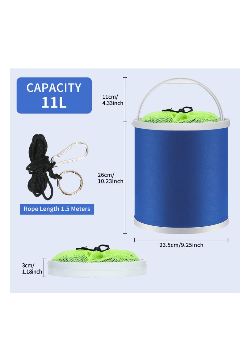 Excefore - Collapsible Camping Fishing Bucket, Portable Folding Bucket, 11L (2.9 Gallons) Durable Pop Up Water Bucket, with Net and Rope, for Car Washing, Fishing,Boating or Other Outdoor Activities - Image 1