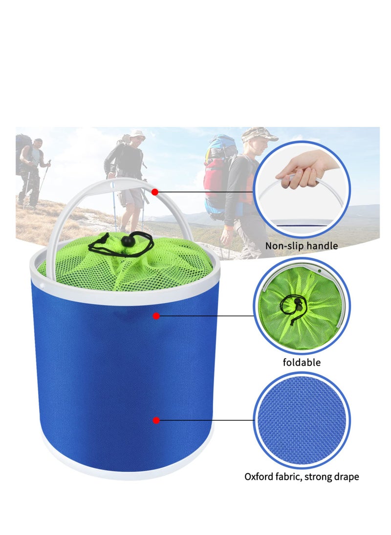 Excefore - Collapsible Camping Fishing Bucket, Portable Folding Bucket, 11L (2.9 Gallons) Durable Pop Up Water Bucket, with Net and Rope, for Car Washing, Fishing,Boating or Other Outdoor Activities - Image 1