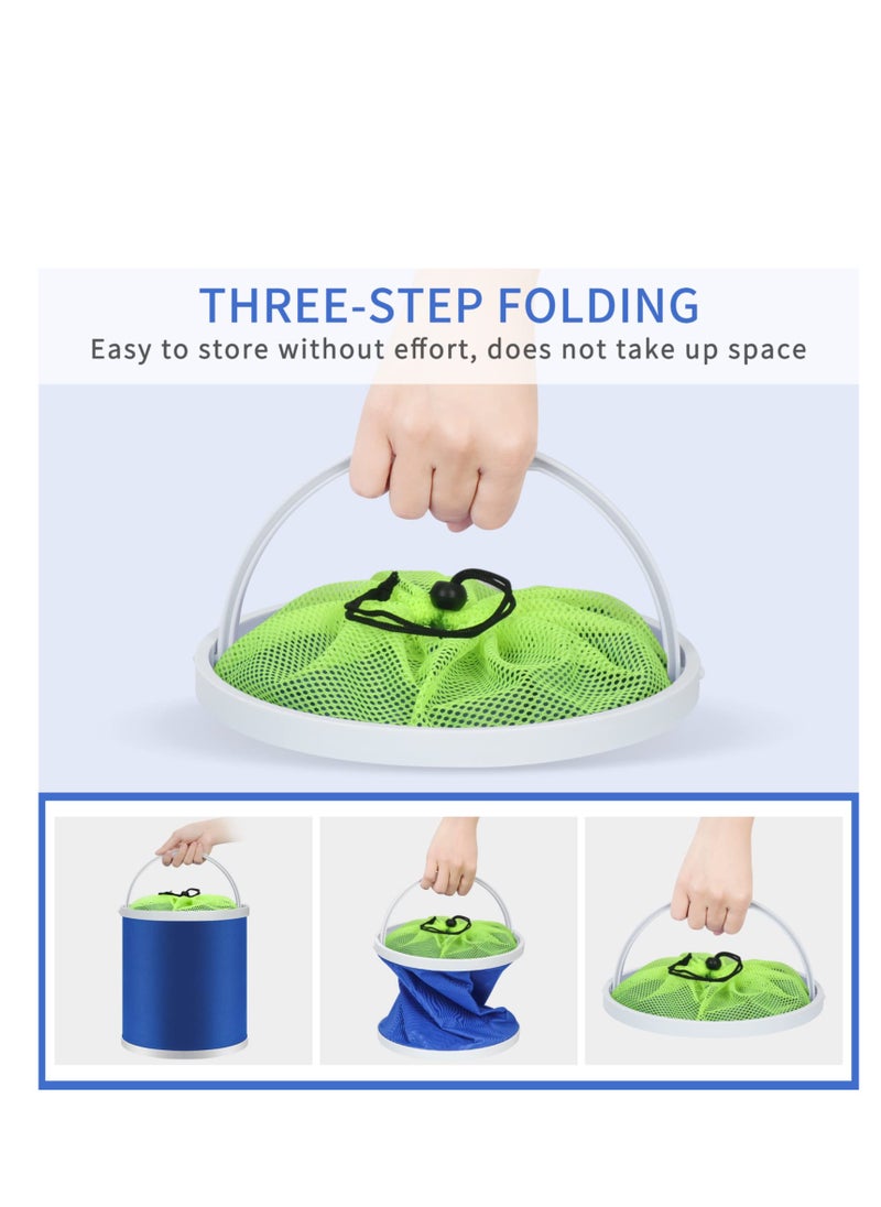 Excefore - Collapsible Camping Fishing Bucket, Portable Folding Bucket, 11L (2.9 Gallons) Durable Pop Up Water Bucket, with Net and Rope, for Car Washing, Fishing,Boating or Other Outdoor Activities - Image 1