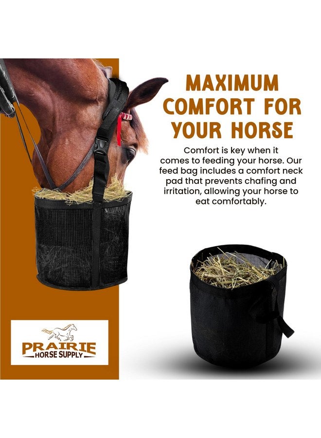 Prairie Horse Supply Adjustable Horse Feed Bag with Comfort Neck Pad - Heavy Duty, Durable Canvas Grain Feedbag, Essential for Controlled Feeding - Suitable for Small, Medium, Large Horses and Ponies