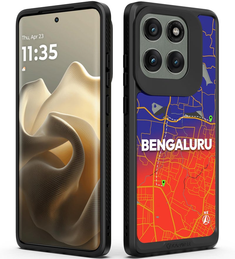KAPAVER GPS Edition Back Cover Case Compatible with MagSafe, Magnetic Case for Motorola Edge 60 Pro (PC+TPU) (Bengaluru-Black) - Image 1
