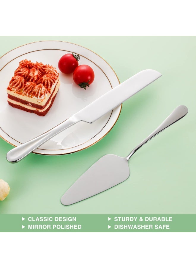 Elegant Cake Knife And Server Set, Thickened Stainless Steel Round Edge, Cake Pizza Dim Sum Bread Shovel, Suitable For Birthday Anniversary Celebrations, 2 Pieces, Silver  - Image 5